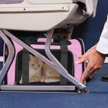 Транспортна сумка для кота/собаки, складана переноска для домашніх тварин середнього розміру (51x33x33 см, рожева)