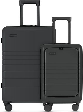 Валіза ETERNITIVE з ABS пластику, Rollkoffer, Reisetrolley, легка з подвійними колесами 360°, валізна сумка з TSA-замком, ручна поклажа (S) (Набір - 2 шт (S + M), графіт)
