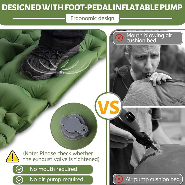 Isomatte Self-Inflating Camping Mat for 2 People - Thick & Extended Sleeping Pad with Air Pump - Lightweight Travel Mat for Camping, Hiking, Beach