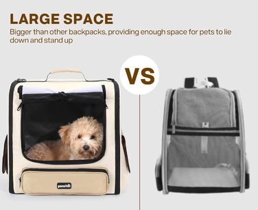 Pecute Рюкзак-переноска для котів та маленьких собак, великий, з вентиляцією, темно-зелений (хакі)