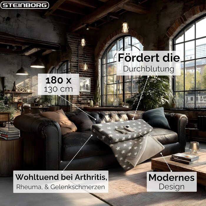 Електрична гріюча ковдра Steinborg® з автовимкненням 180x130 см - 9 температурних режимів, пральна