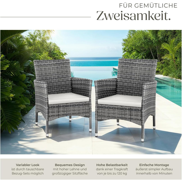 Tectake 2-Piece Poly Rattan Garden Chair Set