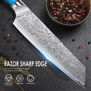 Ніж Kiritsuke з дамаської сталі для кухні, 18.8 см, VG-10, ергономічна ручка, подарункова коробка