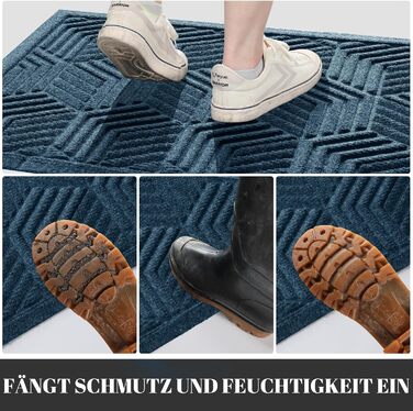 Килимок Yimobra для дому та вулиці: грязезахисний, неслизький, миючий, стійкий до погодних умов (75 x 43 см, блакитний)