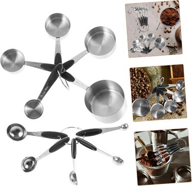 4-Piece Stainless Steel Measuring Spoon Set, Laboratory Measuring Cups, Measuring Gadgets, Teaspoons, Beakers, Measuring Cups, Measuring Cups, Coffee Cups with Lids, Dinnerware, Utensils, Baking Accessories, Silica Gel, Cabilock