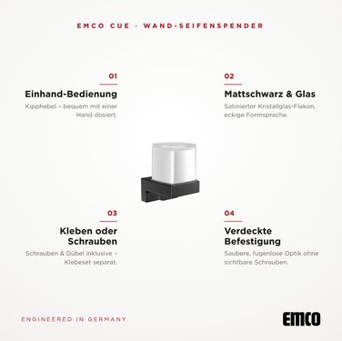 Тримач для туалетного паперу EMCO CUE настінний, металевий, чорний