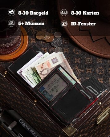 Портмоне Dodenša MagSnap для чоловіків з RFID захистом, відділенням для AirTag, картхолдером та відділенням для монет (Чорний/Червоний)