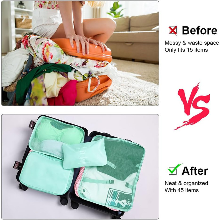 Органайзер для валізи OSDUE, набір 8 шт: кубики для пакування, водонепроникні чохли для одягу, сумочка для косметики, мішечок для взуття, кишеня для USB-кабелів (бежевий)