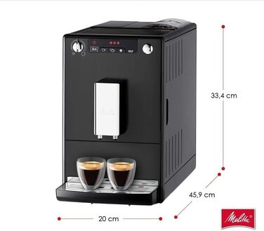 Melitta Solo - Fully Automatic Coffee Machine with Adjustable Spout, Small Coffee Machine with Removable Water Tank, suitable for e.g. Espresso or Café Crème, matte black Matte Black Single