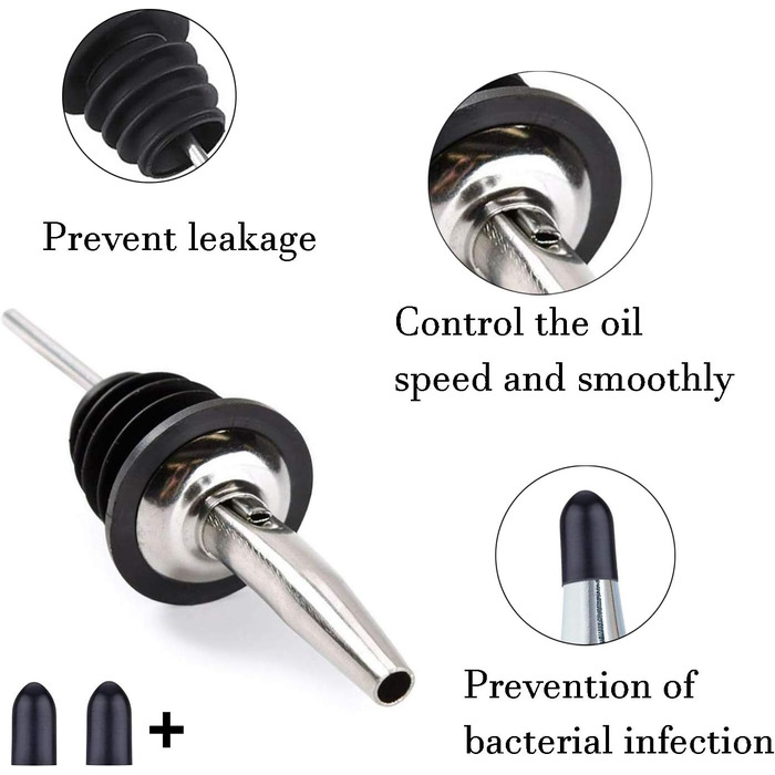Виливник для оливкової олії LanMa, нержавіюча сталь, для лікеру, оцту, сиропу, олій, з нержавіючими тримачами (6 шт.)
