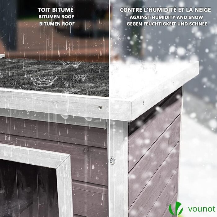 Будинок для котів Vounot® з асфальтовим дахом, вулиця, 57 x 45 x 43 см (Сірий)