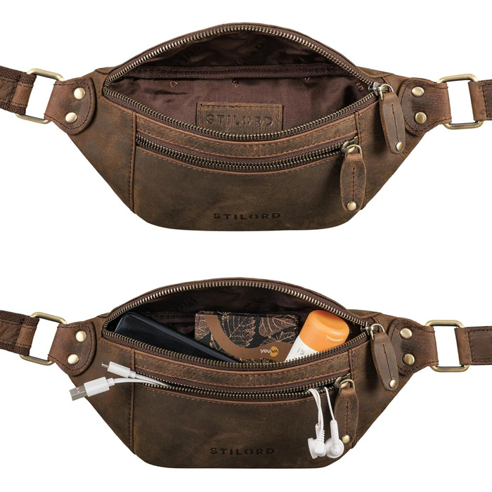 STILORD 'Orson' поясна сумка з натуральної шкіри - чоловіча/жіноча, на пояс, захист від крадіжки, водовідштовхувальна, колір: коричневий (Colorado)