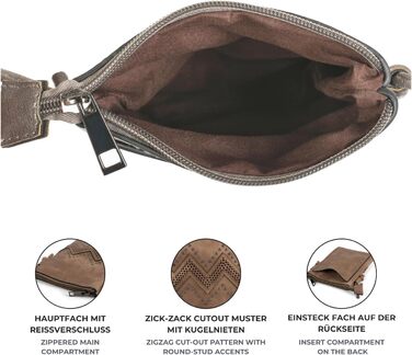 Сумка жіноча styleBREAKER міні через плече з вирізами зигзаг та заклепками, оливкова 02012211