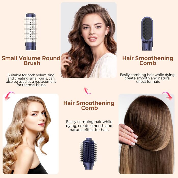 Фен-щітка Air Styler 7 в 1: іонізація, складний, 110,000 обертів, для укладання, локонів, випрямлення, блакитний
