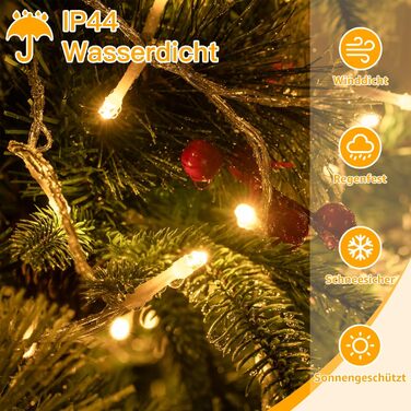 Ланцюжок прикрас Ollny з 200 LED, 60м, з пультом та таймером, IP44, тепле світло. Підходить для декору ялинки, вечірки, весілля, святкування.