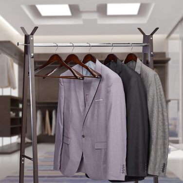 Relaxdays, natural wood suit hangers, 5-piece set, wide shoulders, 360° rotatable hook, with trouser bar, wooden clothes hangers, wood, 5