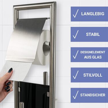 Набір для туалету WENKO Ravina 3в1 з нержавіючої сталі матового кольору (тримач туалетного паперу, тримач запасних рулонів, тримач щітки) Ø 20 x 70 см, сріблястий матовий