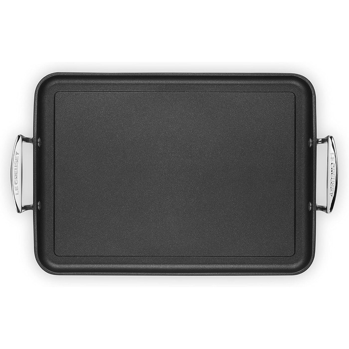 Гриль-плита Le Creuset 35x25 см з антипригарним покриттям, алюмінієва, для всіх типів плит, індукція, антрацит/срібло