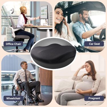 Подушка для сидіння в авто з Memory Foam, ортопедична, чорна. Підвищення сидіння для водія, для офісного крісла, інвалідного візка