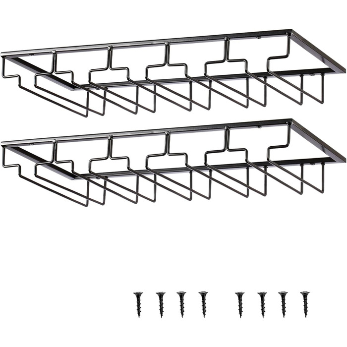 Тримач для келихів YunNasi (2 шт.) - 5 рядів, металевий, для кухні, бару, ресторану, чорний