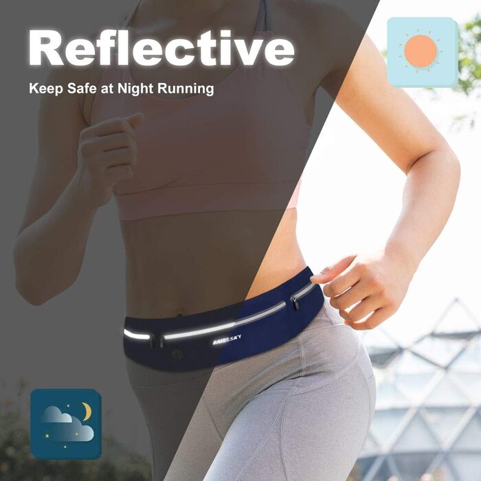 Сумка на пояс Haissky для бігу та спорту: зручна та компактна, до 6.9 дюймів, чорний/морський блакитний