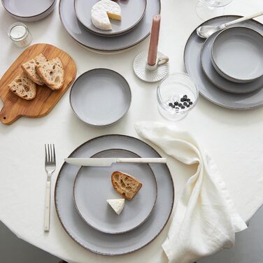 Набір посуду Kutahya Porselen (24 елементи) – 12-ти частинний сервіз для 4 осіб, сучасний порцеляновий посуд, Pearl Grey