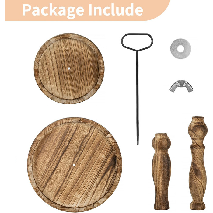 Двоярусна підставка для тортів NUPTIO з дерева, дерев'яна підставка для чаювання, рустикальна підставка для тортів у стилі ферми, солодкий стійкий стійка з металевою ручкою для весілля, дня народження, Різдва, Хелловіна, вечірки, світло-коричнева