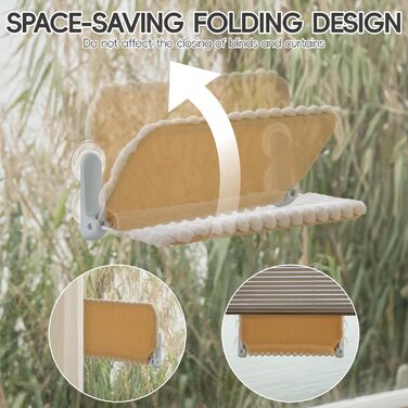 Кішка лежанка на вікно MEWOOFUN - розкладна, знімний чохол, сталевий каркас, до 18 кг