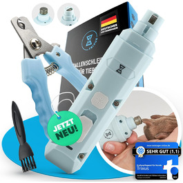 Тріксус - професійний точилка для кігтів собак та котів з ножицями для кігтів | 2 швидкості, LED, безпечний, тихий, потужний | Набір для догляду за кігтями для собак та котів різних розмірів