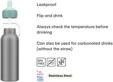 Mepal - Flip-Up Campus Thermos Flask - Insulated Drinking Bottles for Kids - Stainless Steel Thermos - 9 Hours Hot & 12 Hours Cold - BPA-Free - 350 ml - Unicorn