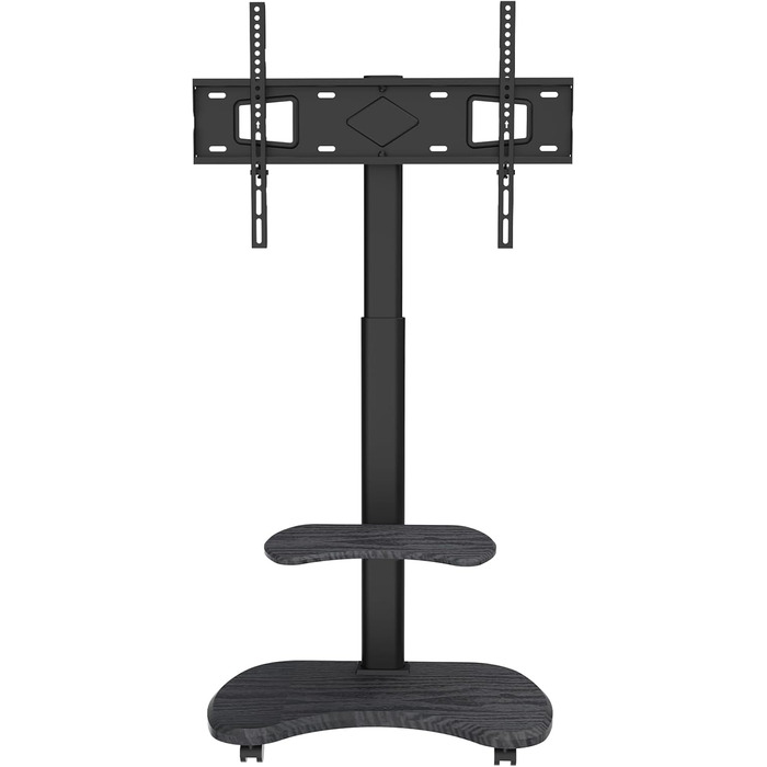 Підставка для телевізора Stellar на коліщатках з полицею, регульована по висоті та поворотна. Підходить для телевізорів 32-70 дюймів, до 45 кг, універсальна, VESA 600x400, білий (чорний)