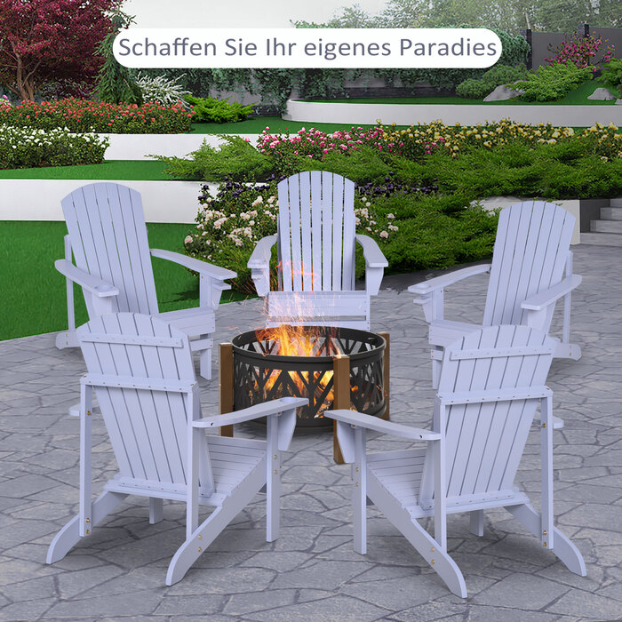 Крісло Adirondack Outsunny з підстаканником, масивне дерево, сіре, шезлонг для балкона, 72,5 x 97 x 93 см