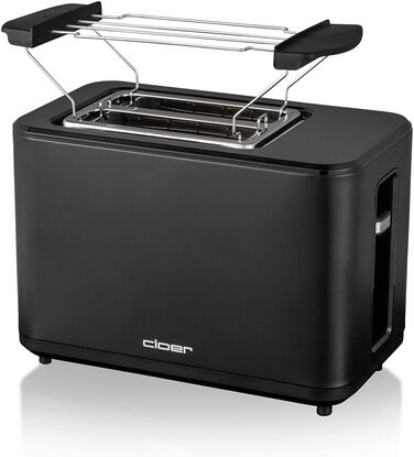 Тостер Cloer 3930 цифровий на 2 тости, сенсорне управління, 750-900 Вт, відлік часу, розморожування, підігрів, насадка для булочок, 7 режимів підсмажування, знімний лоток для крихт, чорний