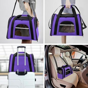 Транспортна сумка для котів та собак, розширювана, переноска для тварин, 43x28x25 см, фіолетовий колір