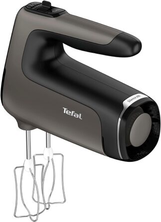 Ручний міксер Tefal Power Mix Silence HT650E, 600 Вт, тиха робота, 2 віночки, 2 гачки, регулятор швидкості, турбо, сірий