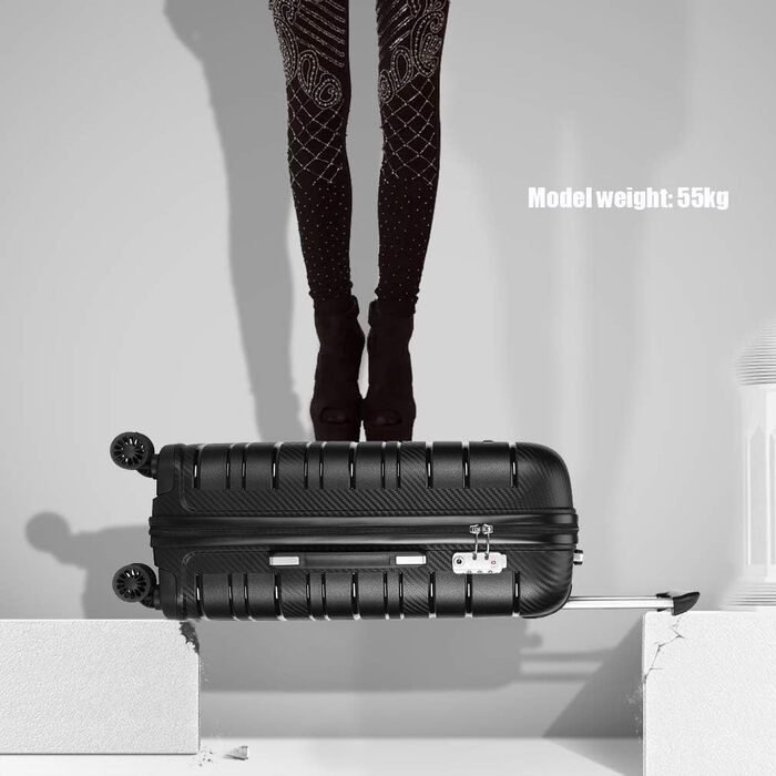 Валіза KONO Zwillingsrollen з TSA-замком, ручний багаж, білий (чорний), 35.6 см