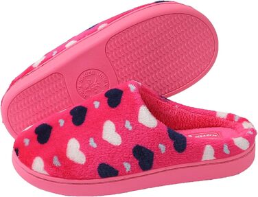 Тапочки домішки JOMIX Winter Hausschuhe для жінок з серцем, теплі, з плюшевою підкладкою, зручні, антиковзні, домашні (36 EU, фуксія)