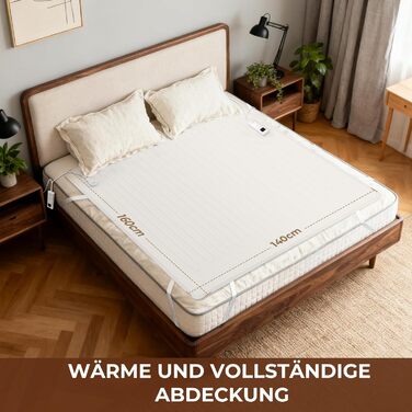 Електрична ковдра StarOnce 160x140 см для двоспального ліжка - тепла ковдра з 10 рівнями нагріву, автовимкненням, 2 пультами дистанційного керування та захистом від перегріву - біла, можна прати в пральній машині