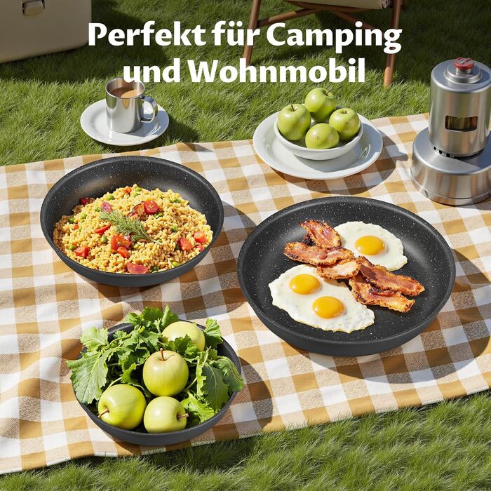 Набір сковорідок Fadware Induktion: антипригарне покриття, 20/24/28 см, знімний ручка, для всіх плит, PFOA/PFAS-free, для духовки, легке миття, для кемпінгу