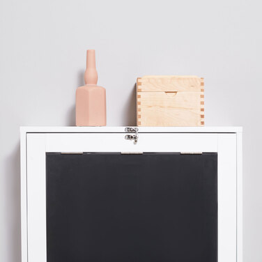 HOMCOM Wall Table Folding Desk with 5 Compartments, White and Black Board, 60x94.5x147cm, Space-Saving for Home Office