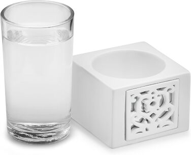 Набір аксесуарів для ванної кімнати Creative Scents – білий та сірий. 4 предмети: дозатор для мила, мильниця, тримач для зубних щіток та чашка.