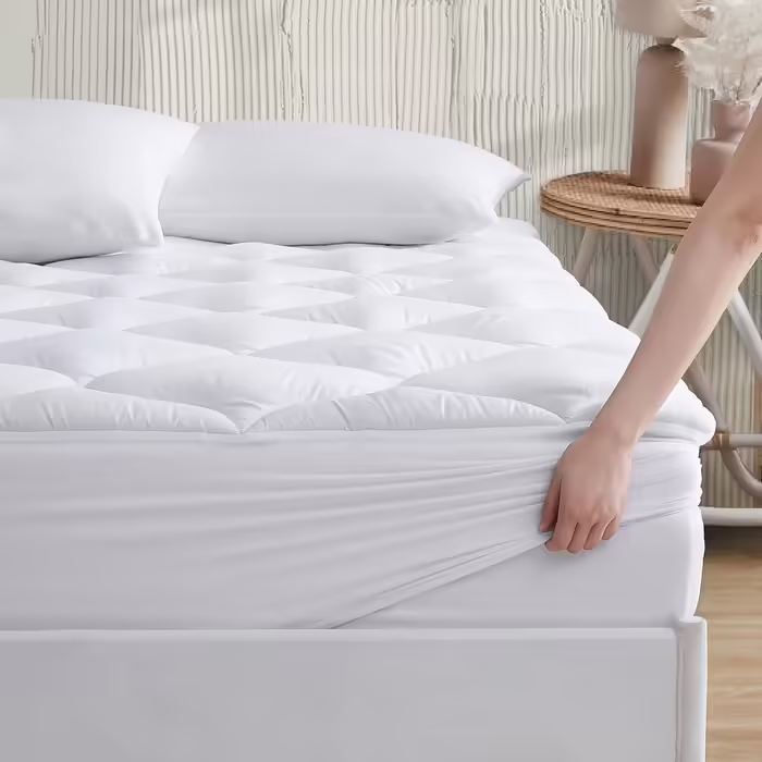 R.SHARE Mattress Protector 200x200cm, Soft Topper 200x200cm Mattress Pad Breathable 360° Wrap, Thickened Mattress Topper Washable, 3D Mesh Cover Mattress Protector, Öko-TEX white