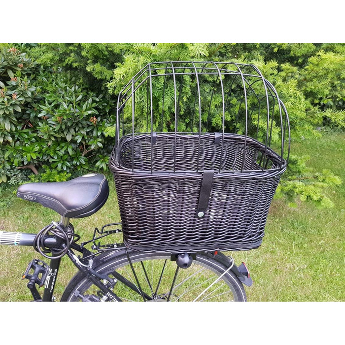 Корзина для велосипеда Tigana з прутів для багажника, 50 x 38 см, чорна (S-S), з подушкою