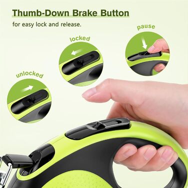 Рулетка для собак Pecute 8м, 50 кг, зелена, антизаплутування, швидке гальмування