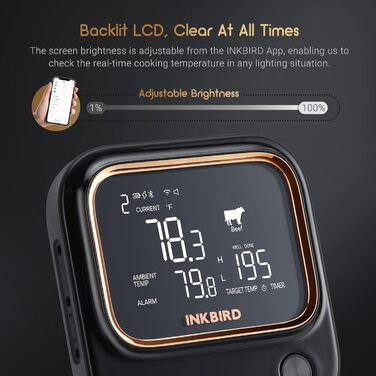 Гриль-термометр Inkbird IBT-26S з Bluetooth 5.1 і Wi-Fi, 4 датчики температури, магнітне кріплення, USB-зарядка, для кухні, духовки, гриля, BBQ, коптильні