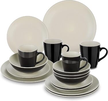 Набір посуду для 4 осіб LENTO Beige, 16 частин, кераміка, вінтажний стиль