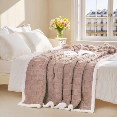 Плед Gracelife Sherpa з м'якого флісу, великий, теплий, 150 x 200 см, сірий