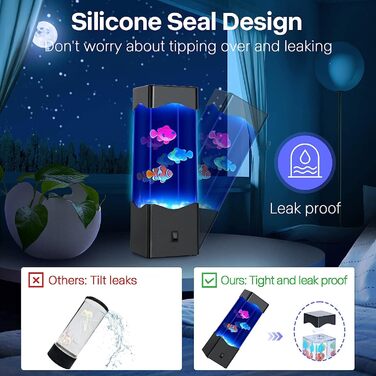 SENCU Aquarium Lamp, Lava Lamp Kids Room Reading Lamp Water Column with Fish USB Powered/Battery Operated Mood Light Fantasy, Night Light Living Room Decor Bedroom (Black)