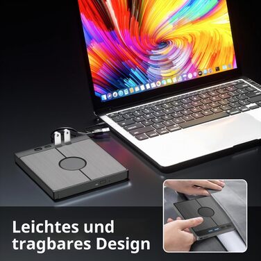 Зовнішній CD/DVD-привід для ПК USB 3.0 Type-C з 4 USB-портами та картридером SD/TF, тонкий багатофункціональний DVD-RW накопичувач для Windows 11/10/8/7/XP