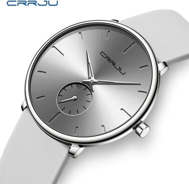 Годинник чоловічий CRRJU з силіконовим ремінцем, ультратонкий, водонепроникний, мінімалістичний, спортивний, кварцовий (сірий)